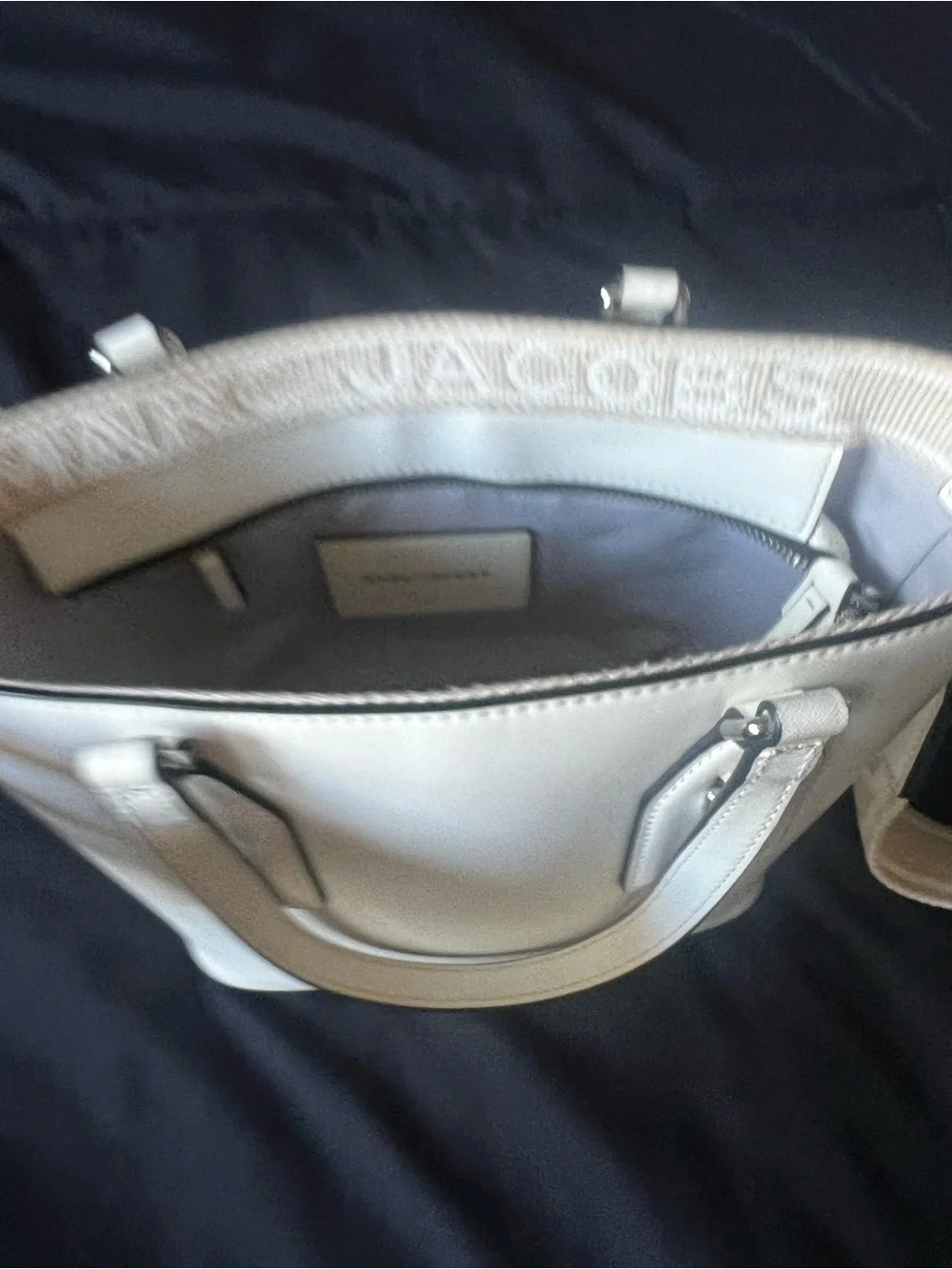 Marc Jacobs Cream Leather Top-Handle Tote with Logo